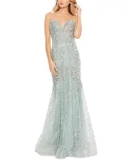 Mac Duggal Embellished Plunge Neck Trumpet Gown