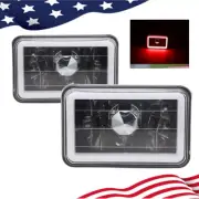 4X6" 5 Inch Chrome Crystal CCFL RED LED Sealed Beam Square Headlight Lamps (for: Audi)