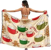 [RPLIFE] Cute Gingerbread Cookies Wrap Sarong, Tassel Sarong for Summer Pool/Beach, Large, Cute Gingerbread Cookies, Large