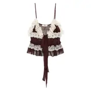 [Siedres] Siedres Rona Ruffle Lace Top 34 FR BROWN/WHITE