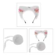 Animal Cosplay Costumes Faux Furs Cat Foxes Wolf Furry Tail and Ear Headband Set