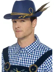German Oktoberfest Hat Blue Bavarian Beer Man Fancy Dress Accessory