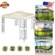 Stylish Dual Tier 12' x 12' Canopy Replacement - Ivory Cover with UV Protection