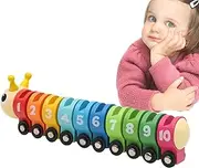 Math Caterpillar | Developmental Cognitive Educational Math Toys | Colorful Wheel Train, Color Recognizing Counting Game for School Education, Teaching