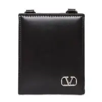 在飛比找Yahoo!奇摩拍賣優惠-Valentino 2in1 黑色短夾皮革小包
