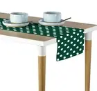 White Dot on Green Table Runners - 12"x72" or 14"x108"