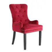 Lisse French Provincial Velvet Dining Chair with Chrome Ring - Bordeaux Red