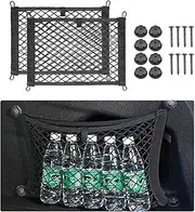 DXNQ 2PCS Stretchable Small Cargo Net Pocket, 13.8" × 9.8" Elastic Mesh Net Storage Pouch with 8 Mounting Screws & Hooks, Automotive Cargo Net Phone Mesh Holder for RV Car SUV Boat
