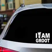 H-TRADINGS I Am Groot White 4 Inches Approx Cars Pontoon,Walls Helmets,Toolbox,Laptop,Die-Cut Vinyl Stickers Decals Vans,SUV,Trucks,Windows,Bumper,Jet Ski