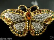 SIGNED SWAROVSKI BUTTERFLY PIN ~BROOCH RETIRED RARE NEW WITH TAGS
