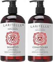 Laritelle Organic Shampoo 17 oz + Conditioner 16 oz Prevents Hair Loss, Promotes Hair Growth Ayurvedic Herbs, Lavender, Ginger & Rosemary NO GMO, Sulfates, Gluten, Alcohol, Parabens, Phthalates