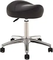 Swivel Chair Adjustable Height Saddle Office Chair, 36-50 Cm Rolling Stool with Swivel PU Wheel - Metal Salon Saddle Seat