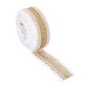 1" Wide 5.5 Yards Burlap Fabric Ribbon Jute Lace Crafts Roll Floral Side