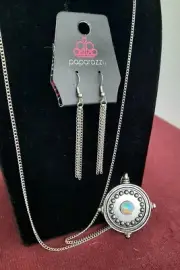 PAPARAZZI JEWELRY "COMPASS COMPOSURE" IRIDESCENT MULTI* NECKLACE AND EARRING SET