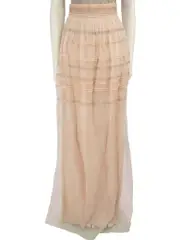 Pink Silk Tulle Maxi Skirt