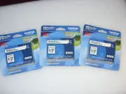 3 Packs - Brother TZe231 - 12mm 1/2" Black on White- P-Touch TZ tape