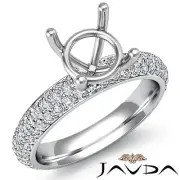 Round Semi Mount Diamond Eternity Style Engagement Ring 14k White Gold 1.08Ctw