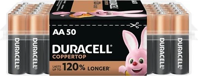 Duracell Coppertop AA Batteries - Bulk Pack of 50 Long-Lasting Power