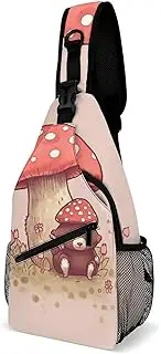 [RTSEBVN] Sling Backpack Fashion Chest Bag Creative Bear And Mushroom Printing Crossbody Backpacks for Men Women, style, 38x20cm, Full Printed Chest Bag