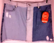 Wonder Nation Girls Blue Denim Knee Length Patchwork Skirt Size L Plus - New(B7)