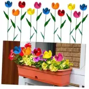 15 Pcs Multicolor Artificial Tulips Metal Fake Tulips with Green Stems Faux