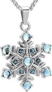 DOTUIARG Stainless Steel Snowflake Cremation Necklace for Ashes of Loved One Keepsake Memorial Urn Jewelry