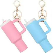 [Wabogove] Mini Tumbler Keychain, 2 Pack Cute Mini Cup Keychain Charm for Stanley Cup Accessories Backpack Bag for Women Girls
