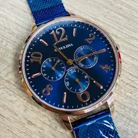 在飛比找蝦皮購物優惠-Tivolina三針米蘭帶時尚錶(藍面、錶帶+玫瑰金殼)