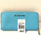 NWT Michael Kors Jet Set Travel Large Continental Zip Around Wallet Aquamarine