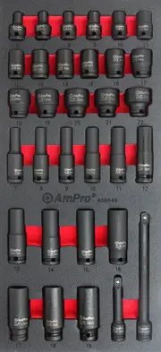 Ampro 3/8" Drive Metric Impact Standard & Deep Socket Set 32 Piece AS6648