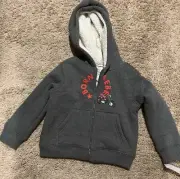 Boys Kids Toddler 2T Soft Sherpa Lined Fleece Zip Up Hoodie Sweater Jacket NWT