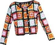 [LIFKOME] Cropped Cardigan for Women Stylish Crochet Knit Shrug with Long Sleeves and Button Closure Versatile Over Dress Top Vibrant Colors Comfortable and Flattering Fit for Summer Wear
