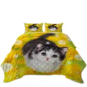 Cute Kitty Cat in the Dandelion Flower Garden Coverlet