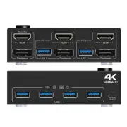 4-Port HDMI USB KVM Switch 2X2 4K@60Hz Switcher Dual Monitor 2 Computer Keyboard