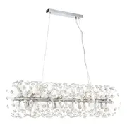 Lerida Chrome 12 Light Rectangle Crystal Pendants Bench Chandelier Lights Telbix Lighting