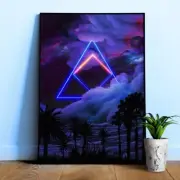 Neon palms landscape: Triangle [synthwave/vaporwave/cyberpunk] — poster