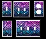 MERMAID SCALES FISH TAIL PURPLE PINK #3 LIGHT SWITCH COVER PLATE YOU PICK SIZE