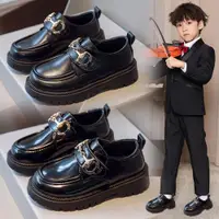 在飛比找ETMall東森購物網優惠-男童小皮鞋夏季2024新款兒童黑色英倫風演出鞋男孩軟底單鞋中