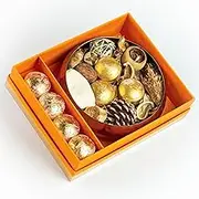 AuraDecor Urli Gift Set for Home Decor || Golden Floating Candles || Potpourri || Candle Gift Set || Gifting || Corporate Gifting (Urli Gift Set with Floating & Potpourri)