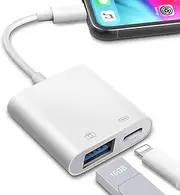 USB OTG Adapter for iPhone/iPad, USB Camera Adapter with Charging Port Support Game Controller, Flash Drive, Plug and Play