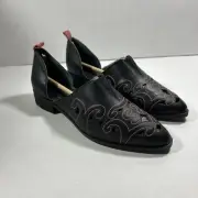 lori goldstein 6.5 Medium Black Pink Leather Slip In Cowboy Shoes