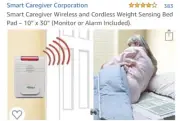 Smartcare Wireless / Cordless Bed Pad Alarm System, *Batteries Included* New