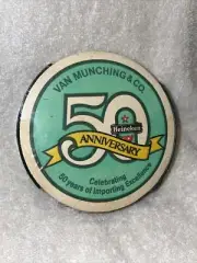 New Vintage Heineken 50th Anniversary Coaster Set With Holder Fast Free Shipping