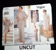 VOGUE Vintage 90s Easy Pattern 1576 Misses 6-8-10 Jacket Pants Dress Skirt Top