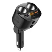 Dual USB+Type-C sockets Car Charger Support GPS DVR With 2 Cigarette Lighters