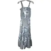 Splendid Collection Misty Patchwork Midi Dress Size Small Blue White New Boho
