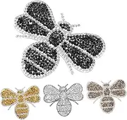 SAFIGLE Elevate Your Style 4pcs Bee Shape Rhinestone Iron Patches for Girls Women Jeans DIY Projects Quick Stick Decor