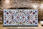 White Marble inlay table, Inlay Coffee table, Ivory Inlay table top, Stone table