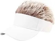 [Malaxlx] Mens Sun Visors Hat with Fake Spiked Hair Novelty Wig Adjustable Baseball Cap Golf Hat