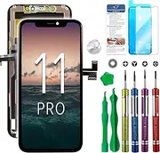 LCD Screen Replacement Compatible with iPhone 11 Pro 5.8 inch (Model A2160, A2217, A2215) 3D Touch Screen Display Digitizer Frame Assembly Repair Kit with Repair Tools